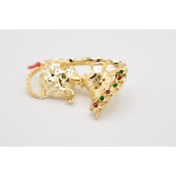 Tancer II Vintage Christmas Angel Pin Brooch Enamel Gold Holiday Signed BinAJ - Picture 9 of 12